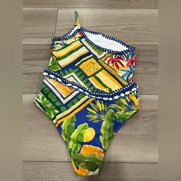 Farm Rio Bahia Mixed Scarves One-Piece Swimsuit Size L - Picture 9 of 9